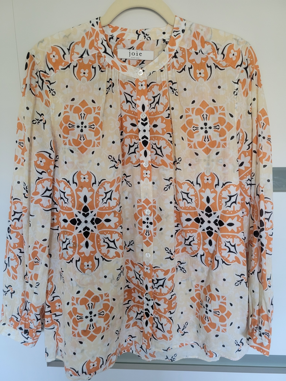 Joie Fano Medallion Print Long Sleeve Blouse Size S